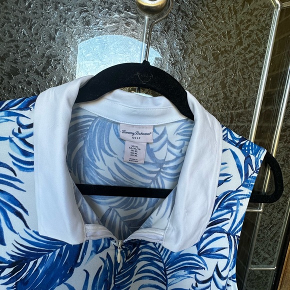 Tommy Bahama Blue and White Leaf Print Blouse - Picture 6 of 8